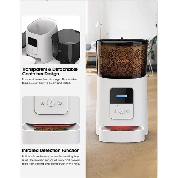 Wopet 6L Automatic Cat Dog Feeder, WI-FI enabled Smart Pet Feeder. Dispenser - Picture 6 of 6
